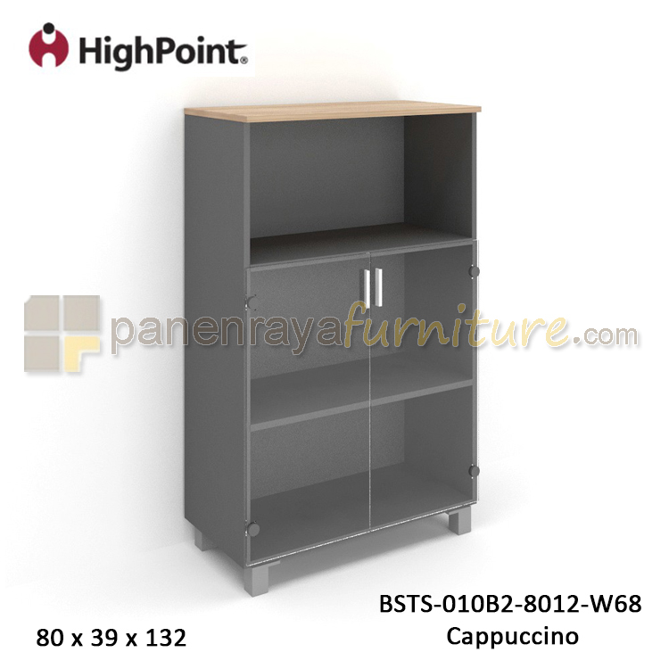 Panen Raya Furniture Lemari Arsip Tinggi Kombinasi Pintu Kaca Kaki Plastik HighPoint Storio BSTS 010B2 8012 W68 Cappuccin