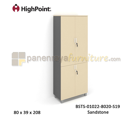Panen Raya Lemari Arsip Tinggi Full 4 Pintu Panel Kaki Plastik HighPoint Storio BSTS 01022 8020 S19 Sandstone