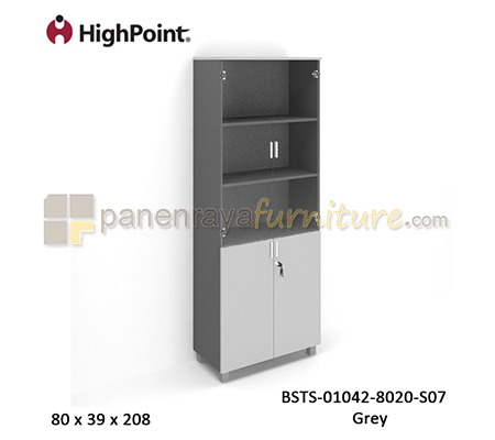 Panen Raya Furniture Lemari Arsip Tinggi Full Pintu Kombinasi Kaki Plastik HighPoint Storio BSTS 01042 8020 S07 Grey