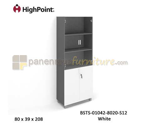 Panen Raya Furniture Lemari Arsip Tinggi Full Pintu Kombinasi Kaki Plastik HighPoint Storio BSTS 01042 8020 S12 White