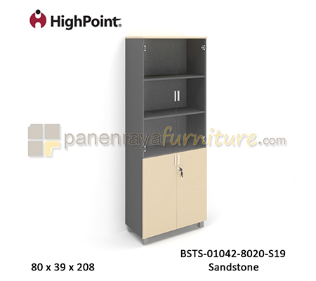 Panen Raya Lemari Arsip Tinggi Full Pintu Kombinasi Kaki Plastik HighPoint Storio BSTS 01042 8020 S19 Sandstone
