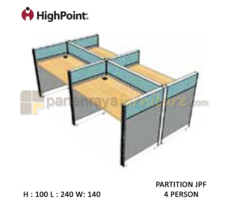 Panen Raya Furniture Workstation 4 Seater Tinggi 100 HighPoint Partition JPF Oxford Cherry