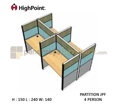 Panen Raya Furniture Workstation 4 Seater Tinggi 150 HighPoint Partition JPF Light Grey