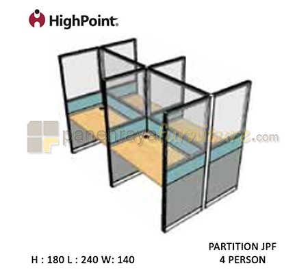 Panen Raya Furniture Workstation 4 Seater Glass Tinggi 180 HighPoint Partition JPF Cappuccino