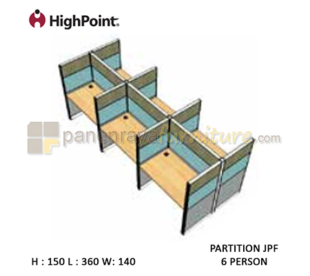 Panen Raya Furniture Workstation 6 Seater Tinggi 150 HighPoint Partition JPF Oxford Cherry