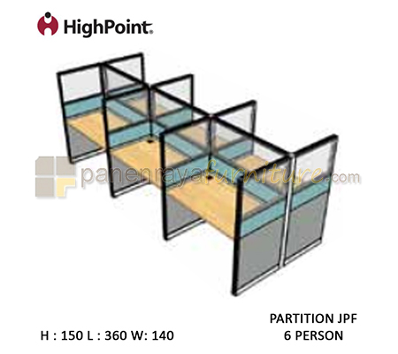Panen Raya Furniture Workstation 6 Seater Glass Tinggi 150 HighPoint Partition JPF Oxford Cherry