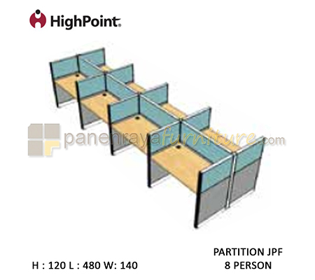 Panen Raya Furniture Workstation 8 Seater Tinggi 120 HighPoint Partition JPF Light Grey