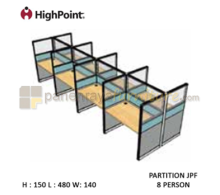 Panen Raya Furniture Workstation 8 Seater Glass Tinggi 150 HighPoint Partition JPF Cappuccino