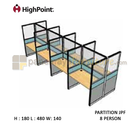 Panen Raya Furniture Workstation 8 Seater Glass Tinggi 180 HighPoint Partition JPF Light Grey