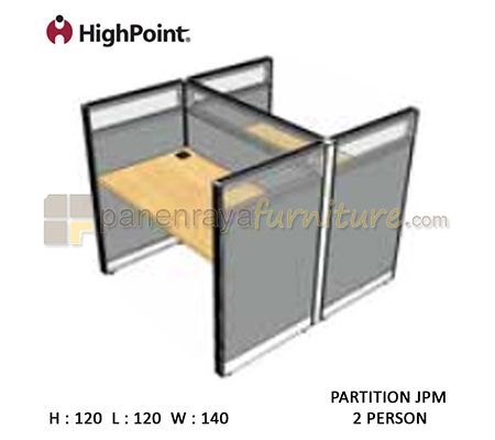 Panen Raya Workstation 2 Seater Glass Tinggi 120 HighPoint Partition JPM Light Grey