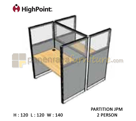 Panen Raya Furniture Workstation 2 Seater Glass Tinggi 150 HighPoint Partition JPM Cappuccino