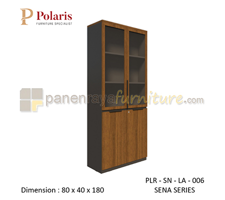 Panen Raya Furniture Lemari Arsip Tinggi 2 Pintu Kombinasi Polaris Sena PLR SN LA 006 80x40x180