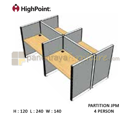 Panen Raya Furniture Workstation 4 Seater Tinggi 120 HighPoint Partition JPM Oxford Cherry
