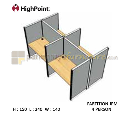 Panen Raya Workstation 4 Seater Tinggi 150 HighPoint Partition JPM Light Grey