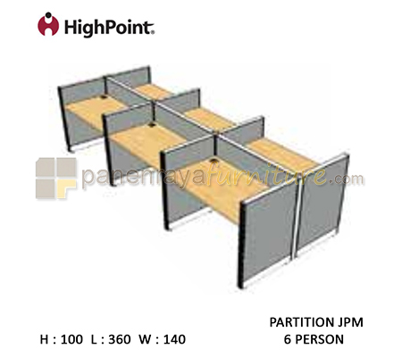 Panen Raya Furniture Workstation 6 Seater Tinggi 100 HighPoint Partition JPM Light Grey