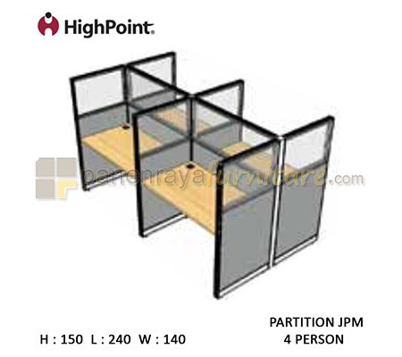 Panen Raya Furniture Workstation 4 Seater Glass Tinggi 150 HighPoint Partition JPM Light Grey