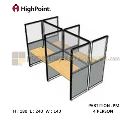Panen Raya Furniture Workstation 4 Seater Glass Tinggi 180 HighPoint Partition JPM Light Grey