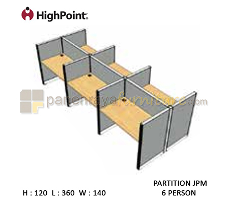 Panen Raya Furniture Workstation 6 Seater Tinggi 120 HighPoint Partition JPM Light Grey