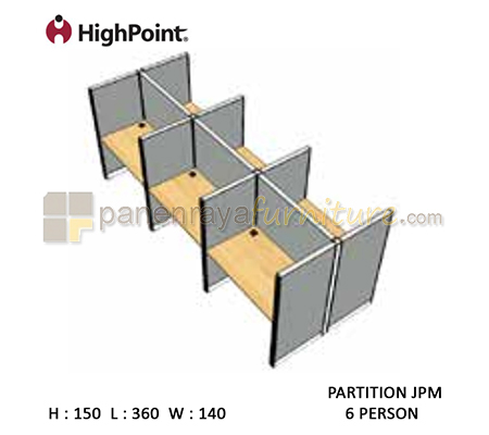 Panen Raya Workstation 6 Seater Tinggi 150 HighPoint Partition JPM Oxford Cherry