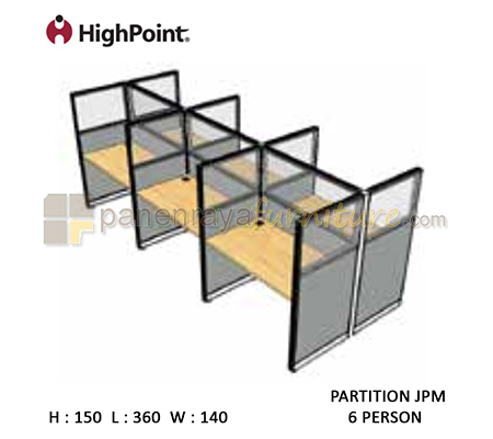 Panen Raya Furniture Workstation 6 Seater Glass Tinggi 150 HighPoint Partition JPM Cappuccino
