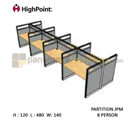 Panen Raya Furniture Workstation 8 Seater Glass Tinggi 120 HighPoint Partition JPM Cappuccino