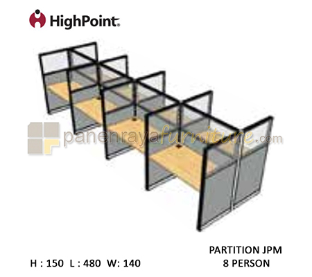 Panen Raya Workstation 8 Seater Glass Tinggi 150 HighPoint Partition JPM Oxford Cherry