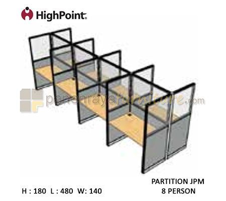 Panen Raya Furniture Workstation 8 Seater Glass Tinggi 180 HighPoint Partition JPM Oxford Cherry