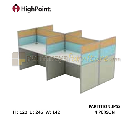 Panen Raya Furniture Workstation 4 Seater Tinggi 120 HighPoint Partition JPSS Oxford Cherry