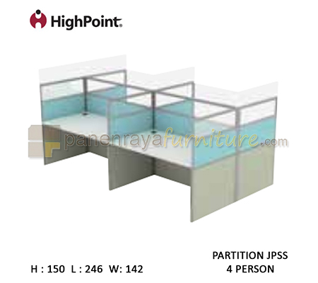 Panen Raya Furniture Workstation 4 Seater Glass Tinggi 150 HighPoint Partition JPSS Light Grey