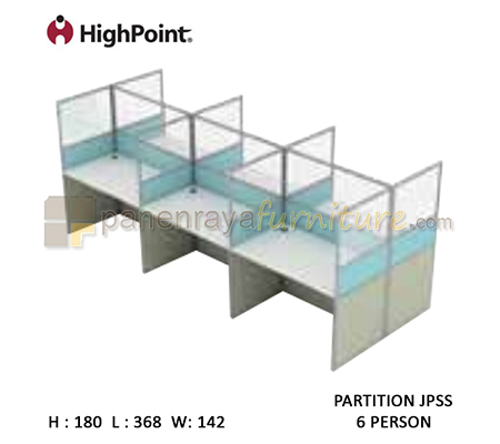 Panen Raya Workstation 6 Seater Glass Tinggi 180 HighPoint Partition JPSS Oxford Cherry