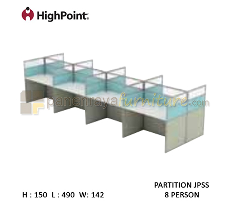 Panen Raya Workstation 8 Seater Glass Tinggi 150 HighPoint Partition JPSS Cappuccino