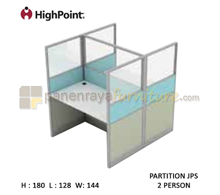 Panen Raya Workstation 2 Seater Glass Tinggi 180 HighPoint Partition JPS Light Grey