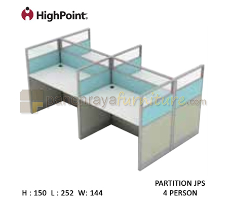 Panen Raya Workstation 4 Seater Glass Tinggi 150 HighPoint Partition JPS Oxford Cherry
