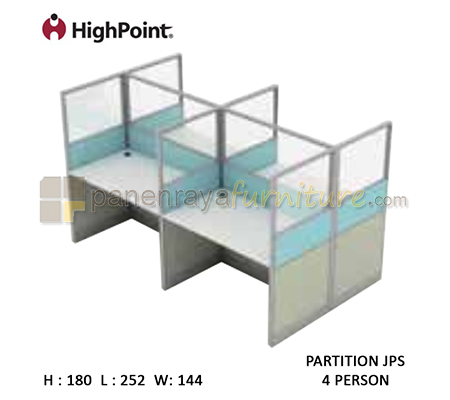 Panen Raya Workstation 4 Seater Glass Tinggi 180 HighPoint Partition JPS Cappuccino