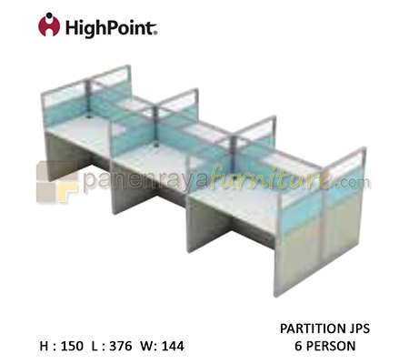 Panen Raya Workstation 6 Seater Glass Tinggi 150 HighPoint Partition JPS Oxford Cherry