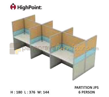 Panen Raya Workstation 6 Seater Tinggi 180 HighPoint Partition JPS Oxford Cherry