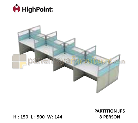 Panen Raya Workstation 8 Seater Glass Tinggi 150 HighPoint Partition JPS Cappuccino