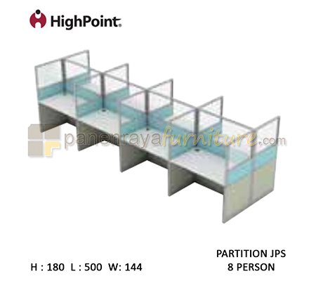 Panen Raya Workstation 8 Seater Glass Tinggi 180 HighPoint Partition JPS Light Grey
