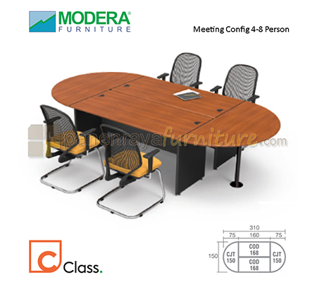 Panen Raya Meja Meeting 4-8 Orang Modera Meeting Config 4-8 Person Cherry-Black 310x150x75