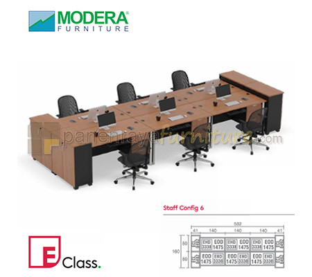 Panen Raya Workstation Staff 4 Seater Plus 4 Lemari Arsip Pendek Modera Staff Config 6 Beech Black 502x160x75