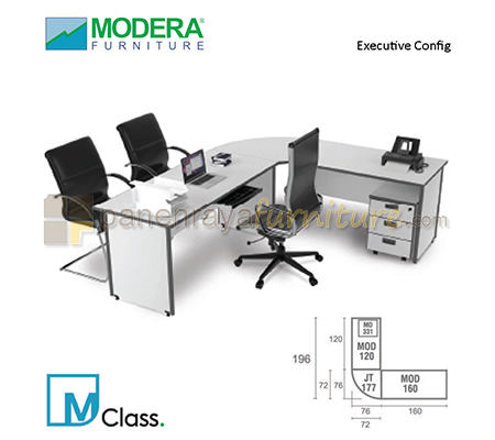 Panen Raya Meja Direktur Model L Modera Executive Config Grey-Dark Grey 160x196x75