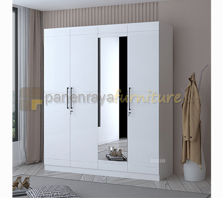 Panen Raya Furniture Lemari Pakaian 4 Pintu Siantano LP Capitol 4D SW 190x60x220 White Glossy