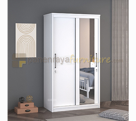 Panen Raya Lemari Pakaian Siantano LP Capitol 2D SL 105x60x220 White Glossy