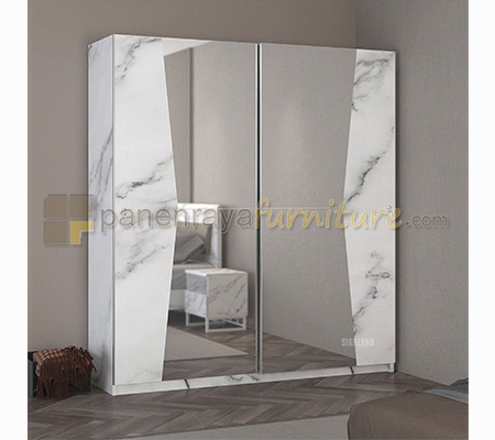 Panen Raya Lemari Pakaian Siantano LP Marble 4D SL 200x60x220 White Marble