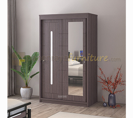 Panen Raya Furniture Lemari Pakaian 2 Pintu Sliding Siantano LP Windsor 2883 SL 120x60x200 Grey Ashtree