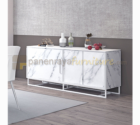 Panen Raya Siantano Credenza CR Marble 200 White Glossy Marble 200x50x80