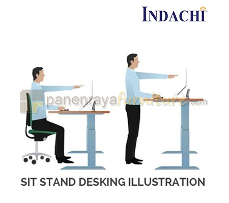 Panen Raya Furniture Meja Kerja Indachi Bastia Adjustable Desk BA 24 B Melamine 2400x1200x645-1230