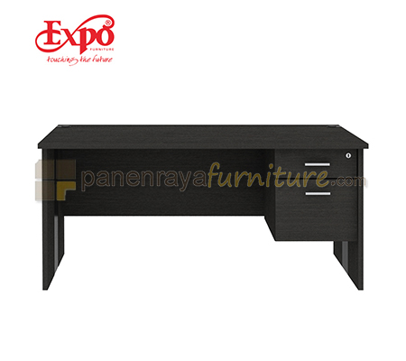 Panen Raya Furniture Meja Kantor Expo MD 1675 1 Laci 1 Filling Dark Oak 160x75x75