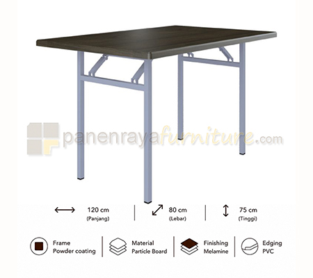Panen Raya Furniture Meja Lipat Orbitrend Brown-Silver 120x80x75