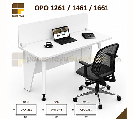 Panen Raya Furniture Meja Kantor 1 Staff Modera OPO 1261 / OPO 1461 / OPO 1661 White PSP 12 / 14 / 16